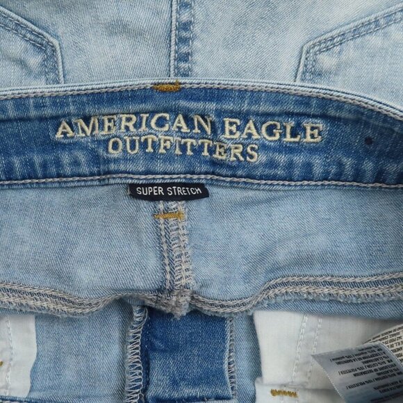 American Eagle Womens 4 Super Stretch Hi Rise Shortie Embroidered Roses Denim - Picture 5 of 9